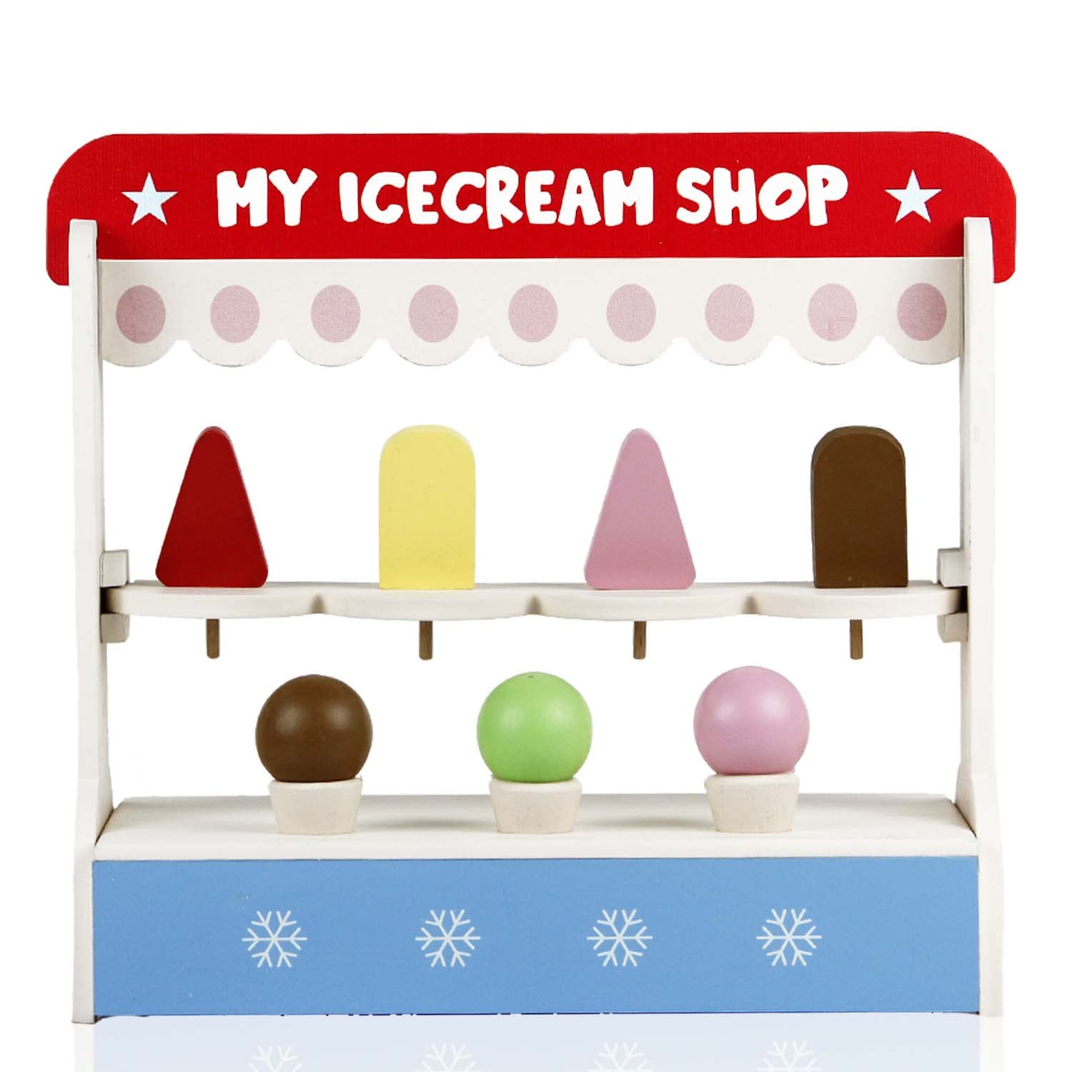 WOODEN MY ICECREAM SHOP WITH 3 LAYER STAND