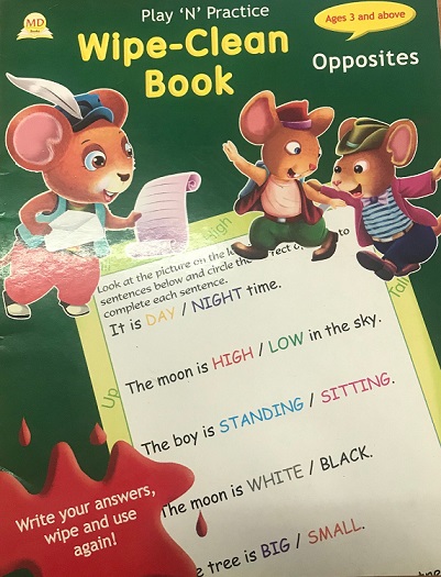 WIPE CLEAN BOOK opposites pc 7