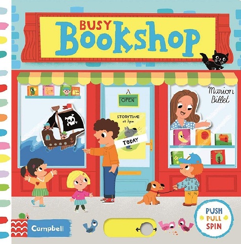BUSY BOOKSHOP push pull slide