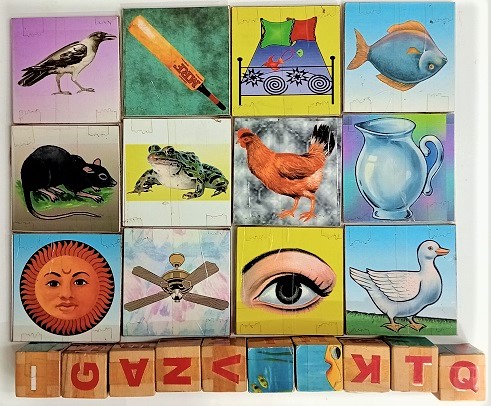 ALPHABET PICTURE CUBES wooden