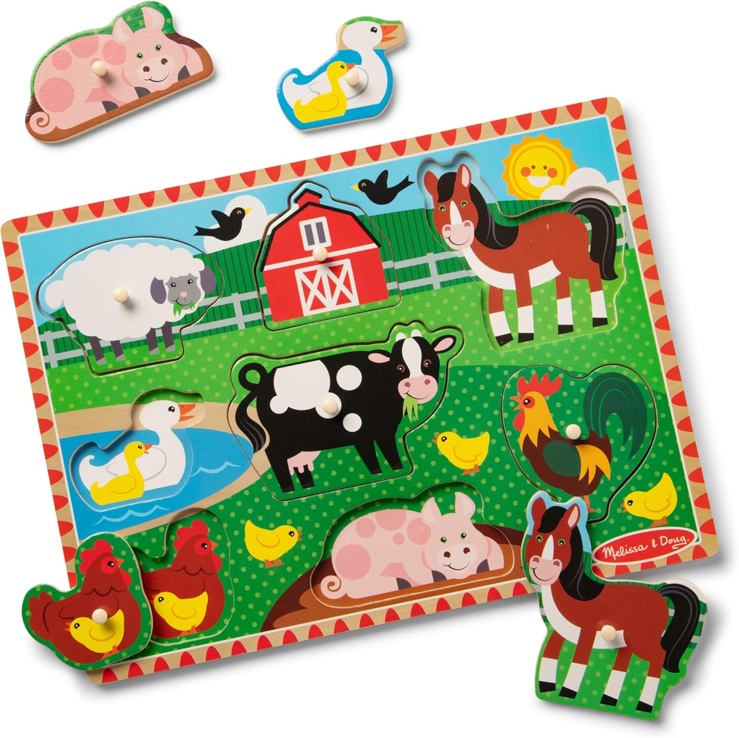 FARM ANIMAL wooden puzzle with peg