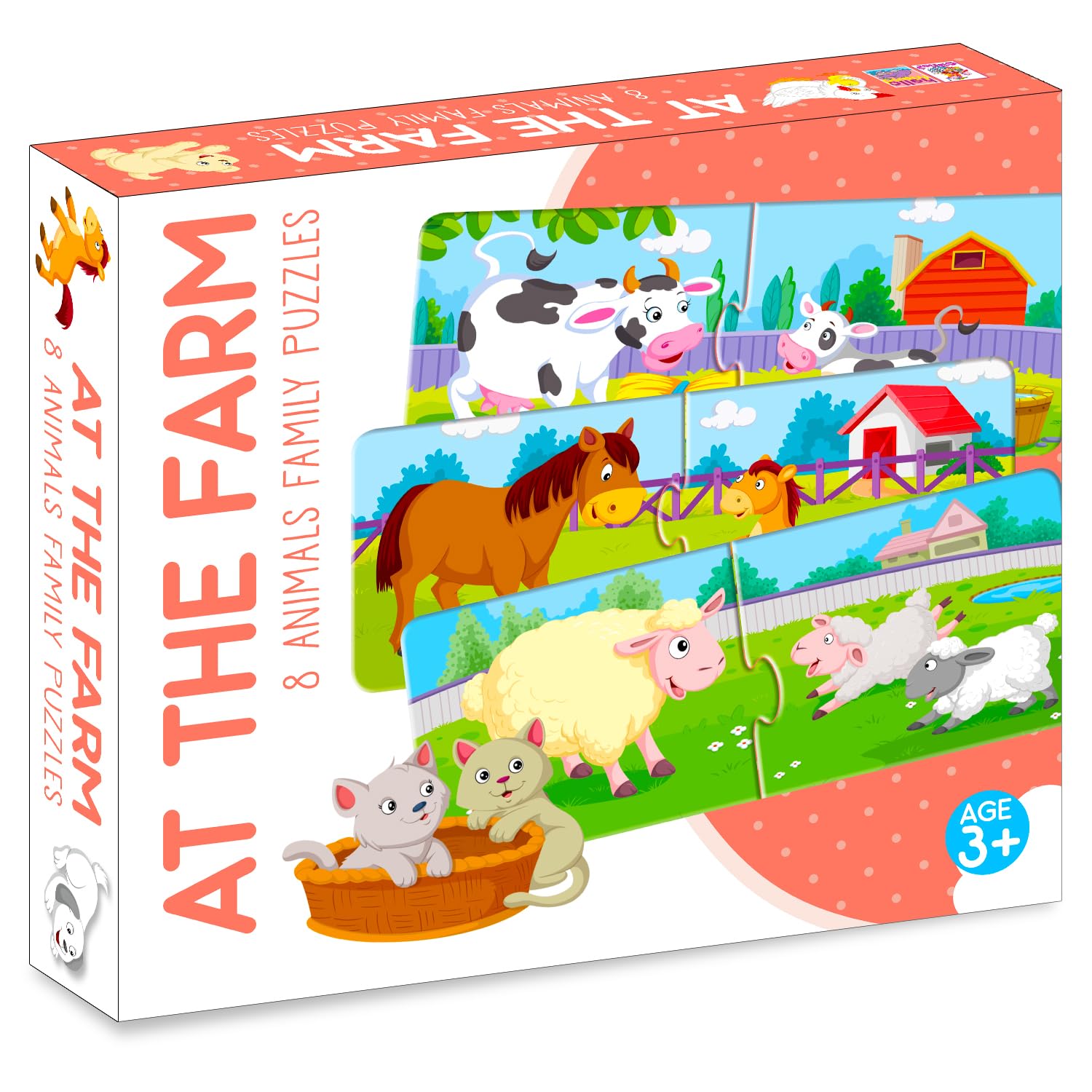 AT THE FARM 8 ANIMALS FAMILY PUZZLES
