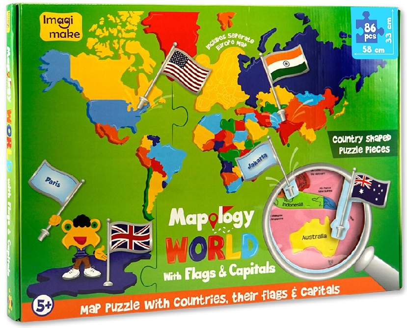 MAPOLOGY WORLD WITH FLAGS & CAPITALS