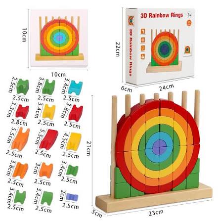 3 D RAINBOW RINGS wooden