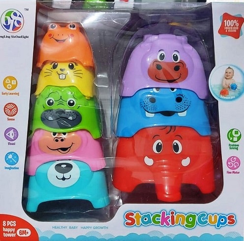 STACKING CUPS WITH ANIMAL FACE