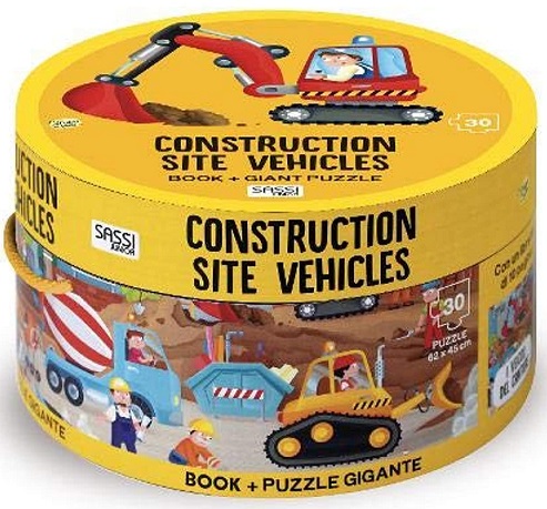 CONSTRUCTION SITE VEHICLES BOOK + GIANT PUZZLE