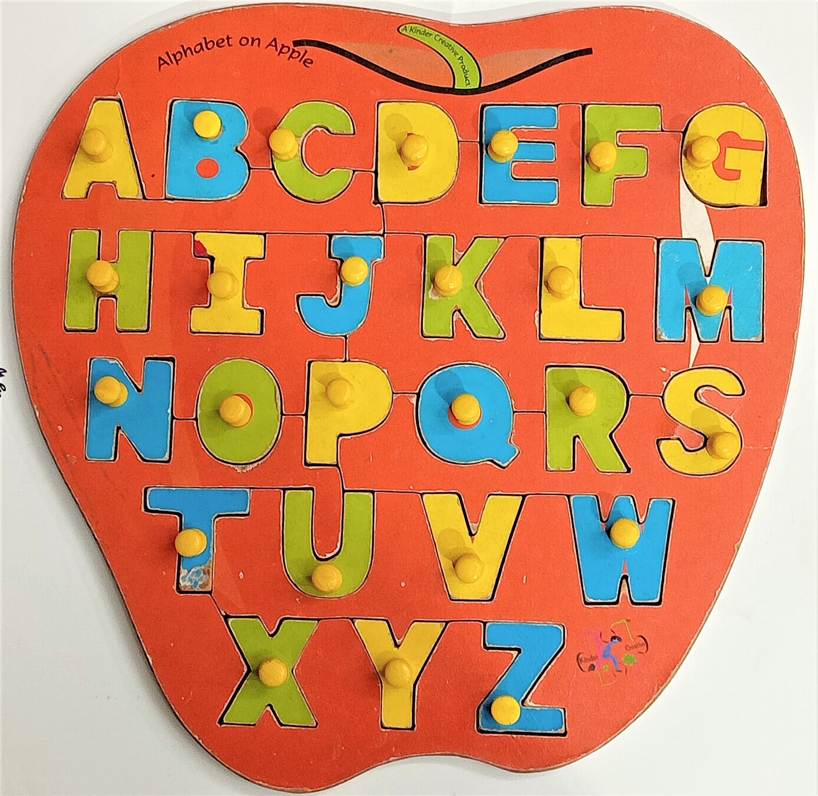 ALPHABET ON APPLE wooden