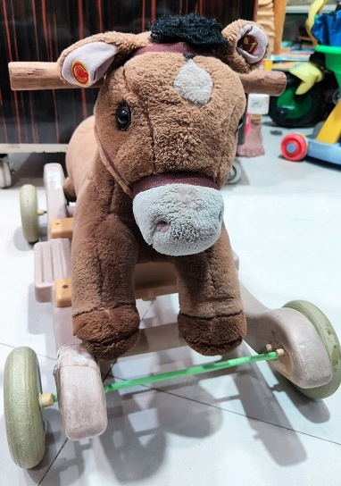 WOODEN ROCKING HORSE on wheel